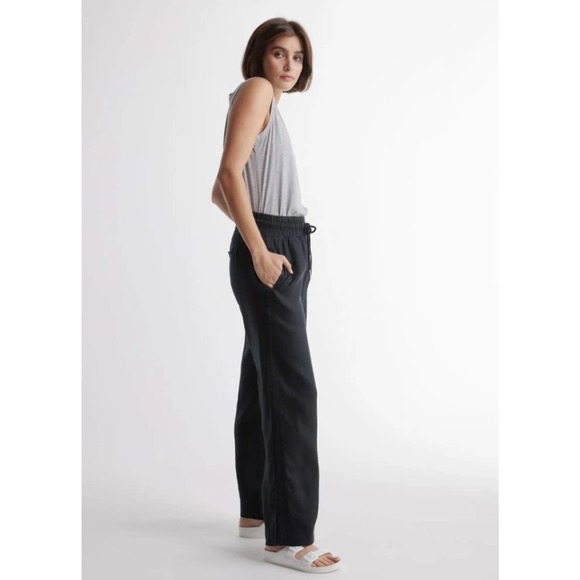 100% European Linen Wide Leg Pant NWT Large Black - Picture 5 of 8